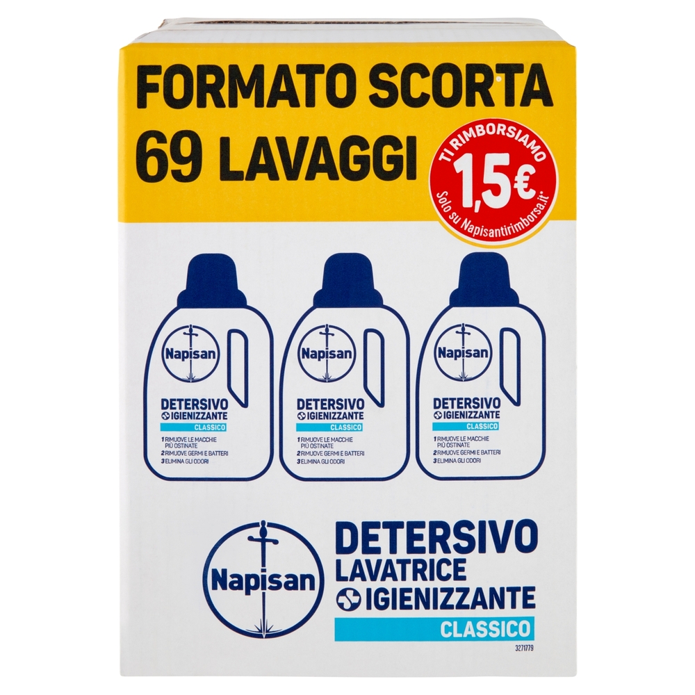 Napisan Detersivo Lavatrice Igienizzante Classico 69 Lavaggi 3 x 1,15 L